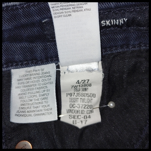 Lucky Brand Stella Skinnny Black Jeans 4/27 - Picture 8 of 8